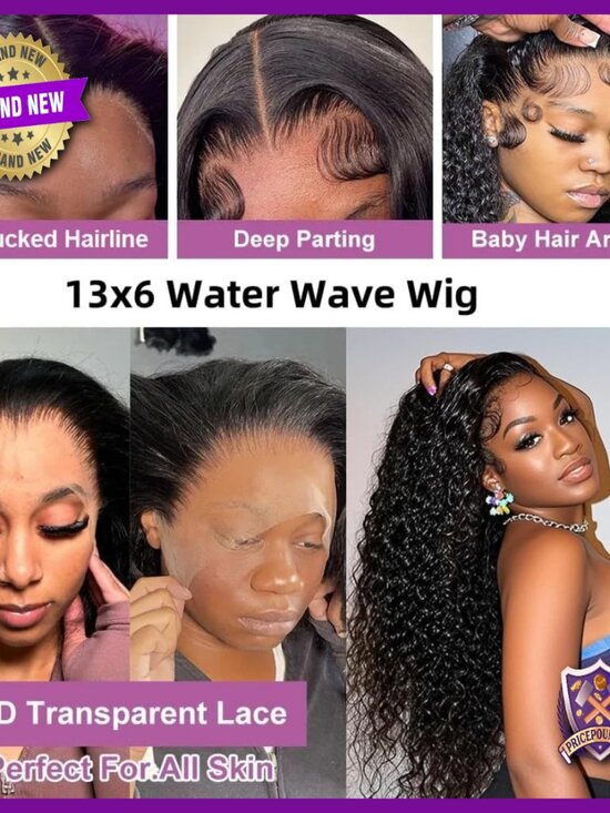 13x6 Lace Front Wig Human Hair 200 Density Pre Plucked Glueless Deep Curly main image 4